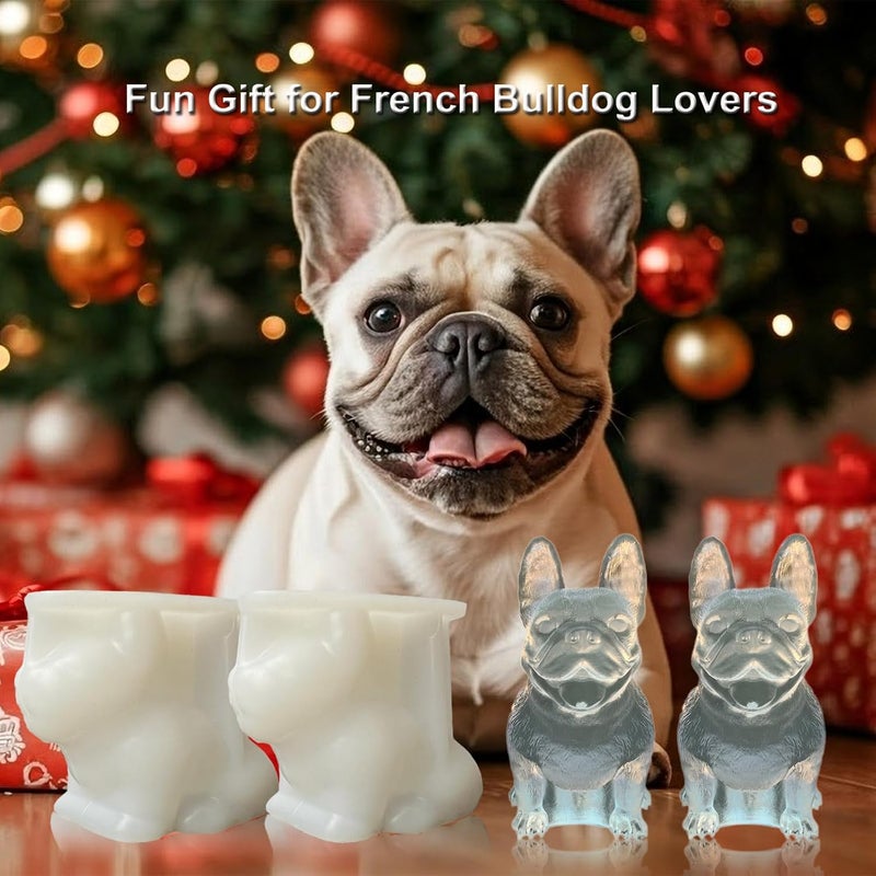 SIUPER 3D French Bulldog Ice Cube Molds Tray Silicone for Whiskey, Cocktail, Coffee Juice Drink; Fun Animal Shape, Christmas Gifts for Bulldog Lovers, Women, Kids; Chocolate Epoxy Resin Molds 2 Pack - Image 4